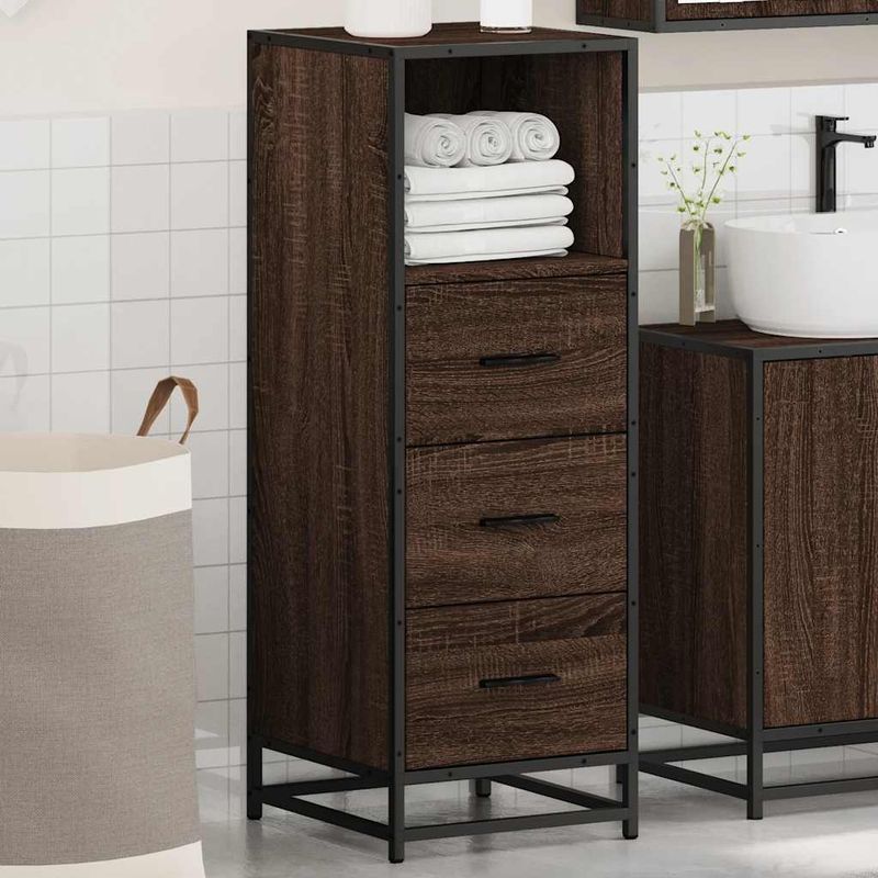 Casa si Gradina - Mobilier - Mobilier baie - Comode baie - Dulap de baie, stejar maro, 35x37,5x100 cm, lemn prelucrat - Infinity.ro