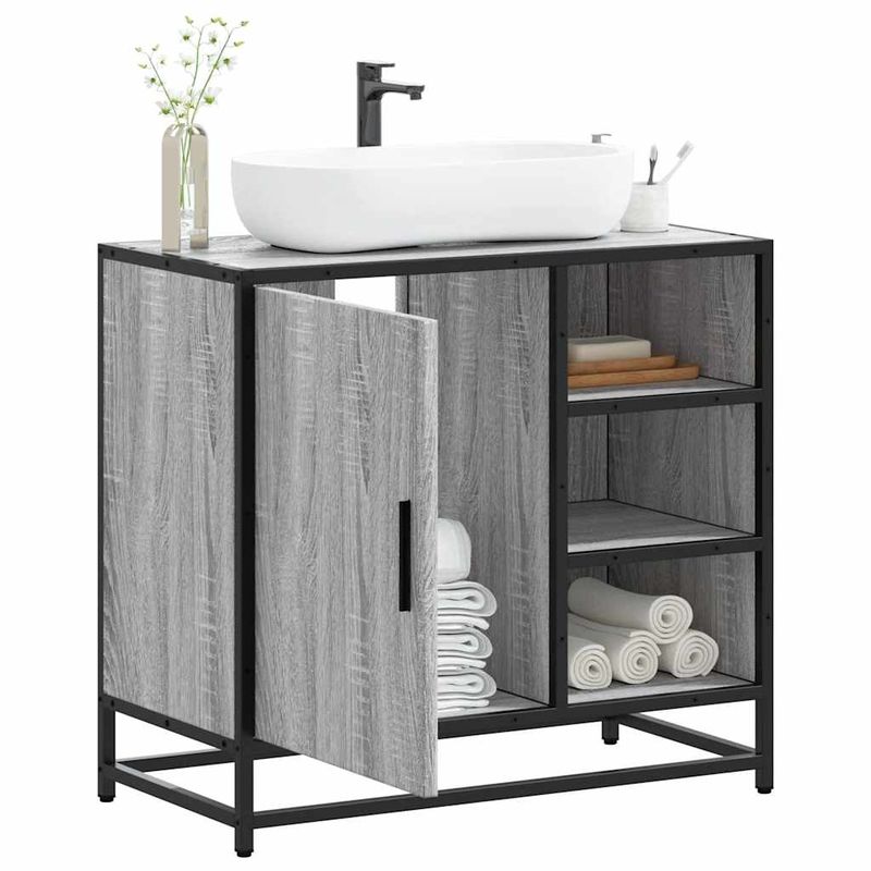 Casa si Gradina - Mobilier - Mobilier baie - Comode baie - Dulap pentru chiuveta de baie gri Sonoma 65x33x60 cm lemn - Infinity.ro