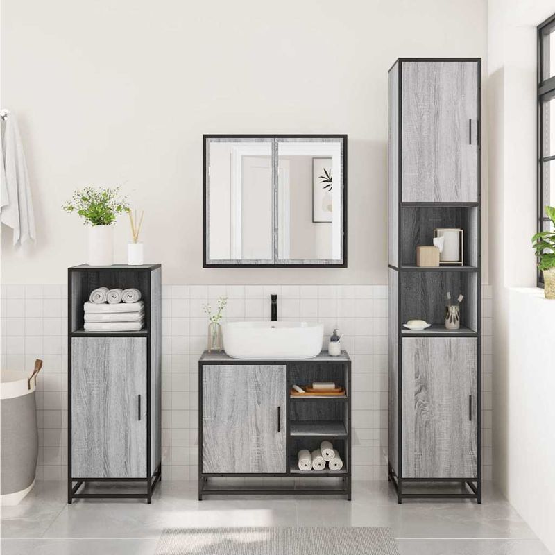 Casa si Gradina - Mobilier - Mobilier baie - Comode baie - Dulap pentru chiuveta de baie gri Sonoma 65x33x60 cm lemn - Infinity.ro