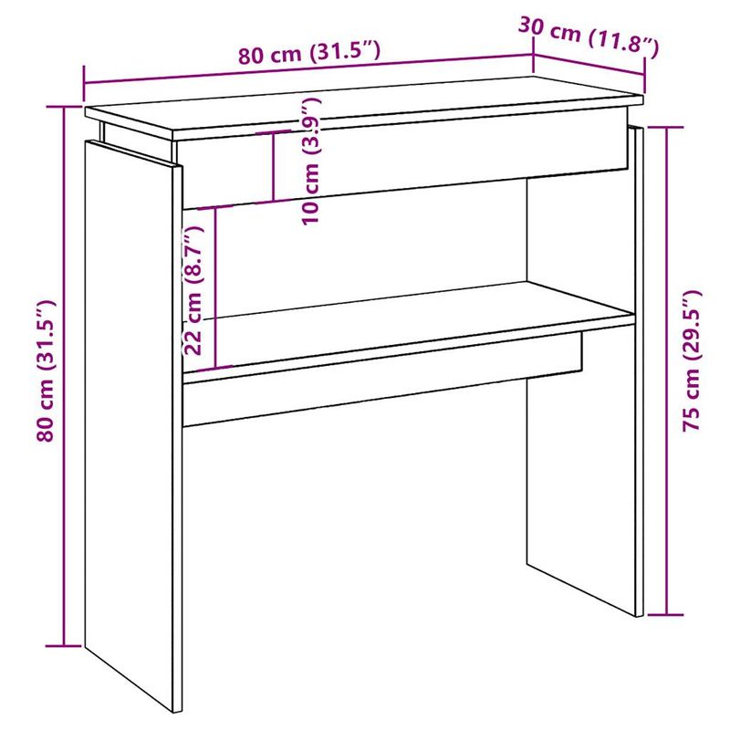Casa si Gradina - Mobilier - Comode si corpuri - Console - Masuta consola, stejar artizanal, 80x30x80 cm, lemn prelucrat - Infinity.ro