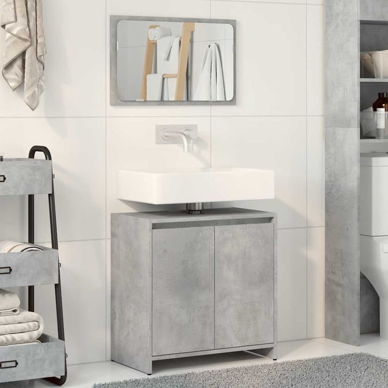 Casa si Gradina - Mobilier - Seturi de mobilier - Seturi baie - Set mobilier de baie, 2 piese, gri beton, lemn compozit - Infinity.ro