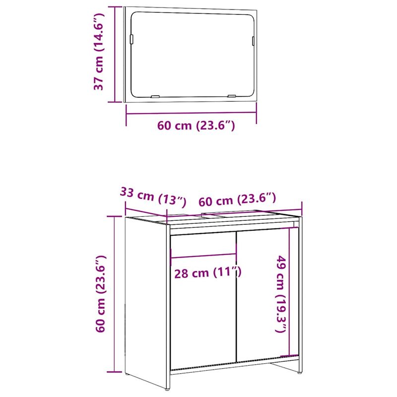 Casa si Gradina - Mobilier - Seturi de mobilier - Seturi baie - Set mobilier de baie, 2 piese, gri beton, lemn compozit - Infinity.ro