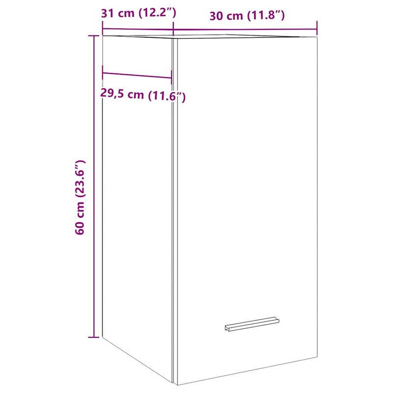 Casa si Gradina - Mobilier - Comode si corpuri - Corpuri bucatarie - Dulap suspendat, stejar artizanal, 30x31x60 cm, lemn prelucrat - Infinity.ro
