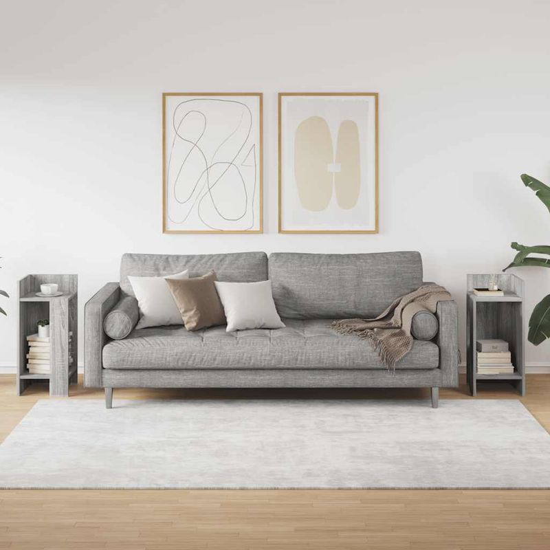 Casa si Gradina - Mobilier - Mese si birouri - Mese living - Mese laterale 2 buc cu raft Gri Sonoma 25,5x27x60 cm - Infinity.ro