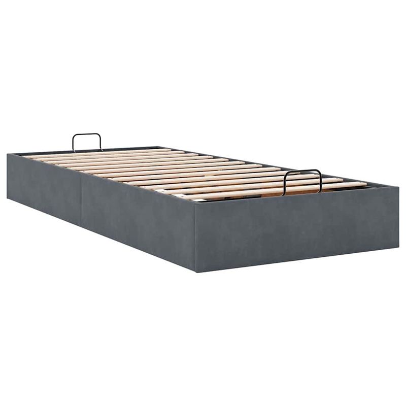 Casa si Gradina - Mobilier - Paturi si accesorii - Paturi - Cadru de pat otoman fara saltea Gri inchis 90x200 cm catifea - Infinity.ro