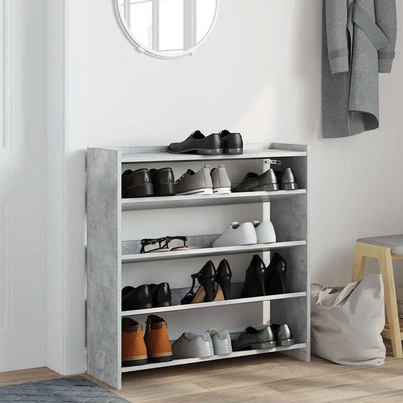 Casa si Gradina - Mobilier - Organizare si depozitare - Organizator incaltaminte - Pantofar, gri beton, 80x25x81 cm, lemn prelucrat - Infinity.ro