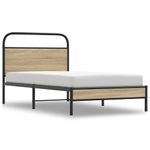 Casa si Gradina - Mobilier - Paturi si accesorii - Paturi - Cadru de pat fara saltea 90x190cm Stejar fumuriu lemn prelucrat, model cu tăblie de cap și tăblie de picioare joasă - Infinity.ro