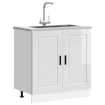 Casa si Gradina - Mobilier - Comode si corpuri - Corpuri bucatarie - Dulap de baza pentru chiuveta „Porto” alb lucios lemn de lemn - Infinity.ro