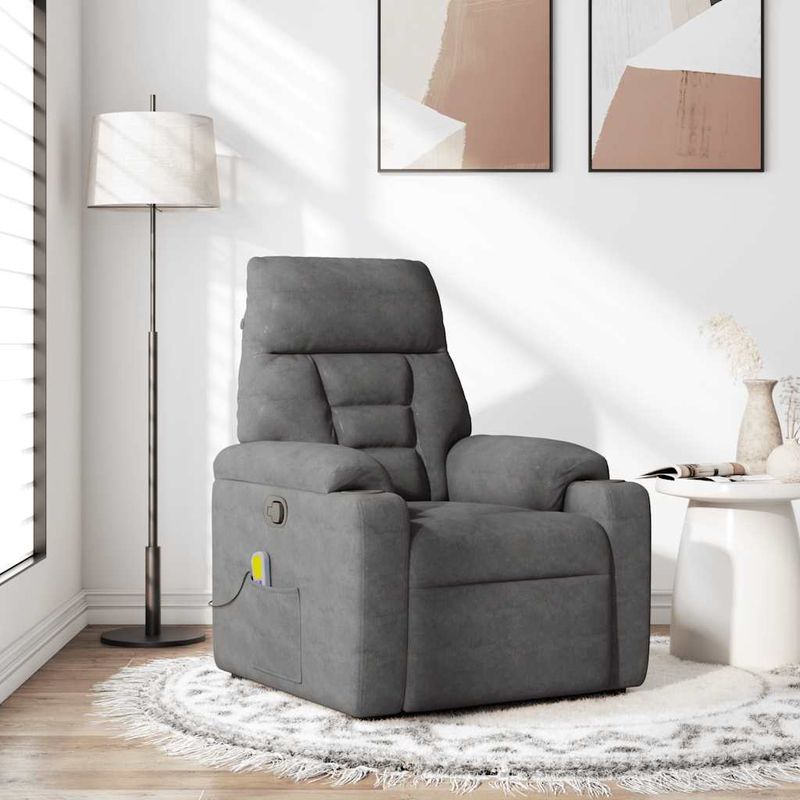 Ingrijire personala si Cosmetice - Sanatate si wellness - Articole wellness - Fotolii de masaj - Fotoliu de masaj rabatabil, gri inchis, microfibra - Infinity.ro