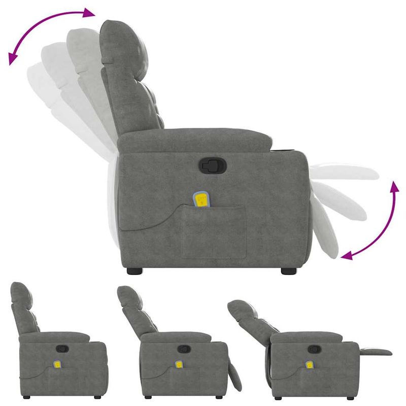 Ingrijire personala si Cosmetice - Sanatate si wellness - Articole wellness - Fotolii de masaj - Fotoliu de masaj rabatabil, gri inchis, microfibra - Infinity.ro