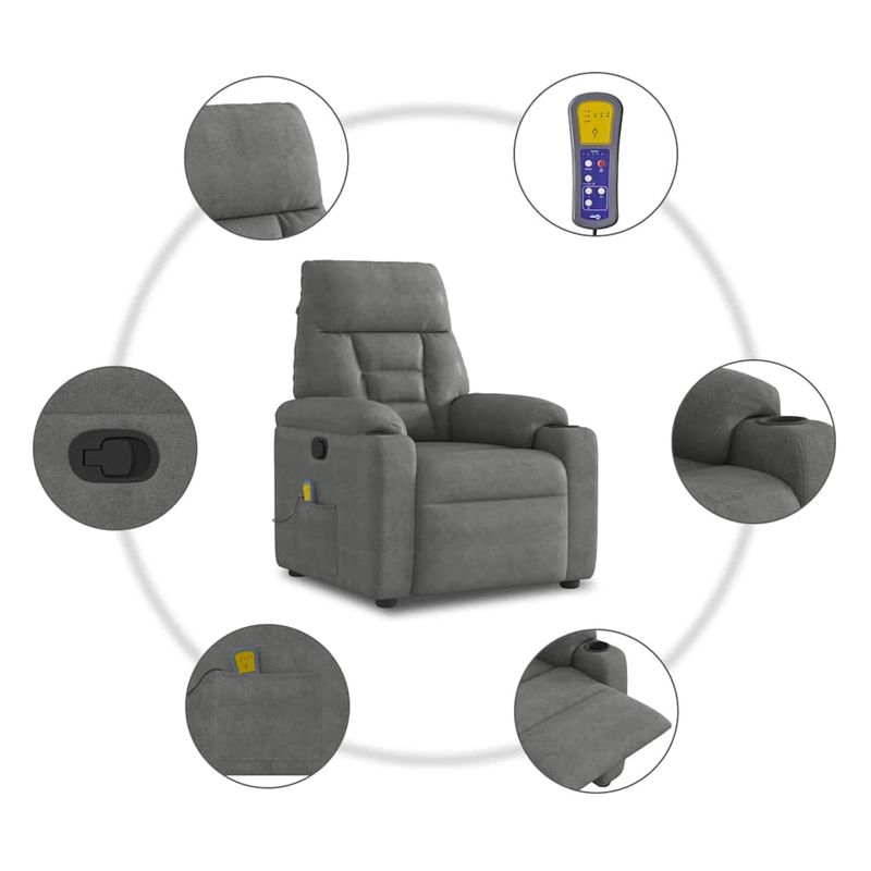 Ingrijire personala si Cosmetice - Sanatate si wellness - Articole wellness - Fotolii de masaj - Fotoliu de masaj rabatabil, gri inchis, microfibra - Infinity.ro