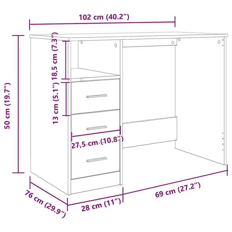 Casa si Gradina - Mobilier - Mese si birouri - Birouri - Birou, lemn vechi, 102x76x50 cm, lemn prelucrat - Infinity.ro