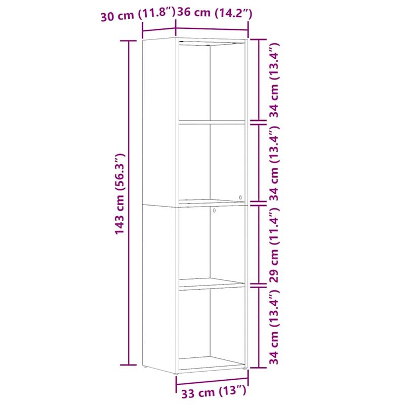Casa si Gradina - Mobilier - Biblioteci si rafturi - Biblioteci - Biblioteca, stejar artizanal, 36x30x143 cm, lemn prelucrat - Infinity.ro
