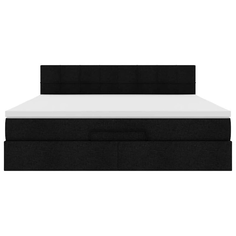 Casa si Gradina - Mobilier - Paturi si accesorii - Paturi - Cadru de pat otoman cu saltea tesatura neagra 160x200cm - Infinity.ro