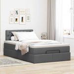 Casa si Gradina - Mobilier - Paturi si accesorii - Paturi - Pat otoman cu saltea tesatura gri inchis 120x200 cm, model design cu nasturi - Infinity.ro