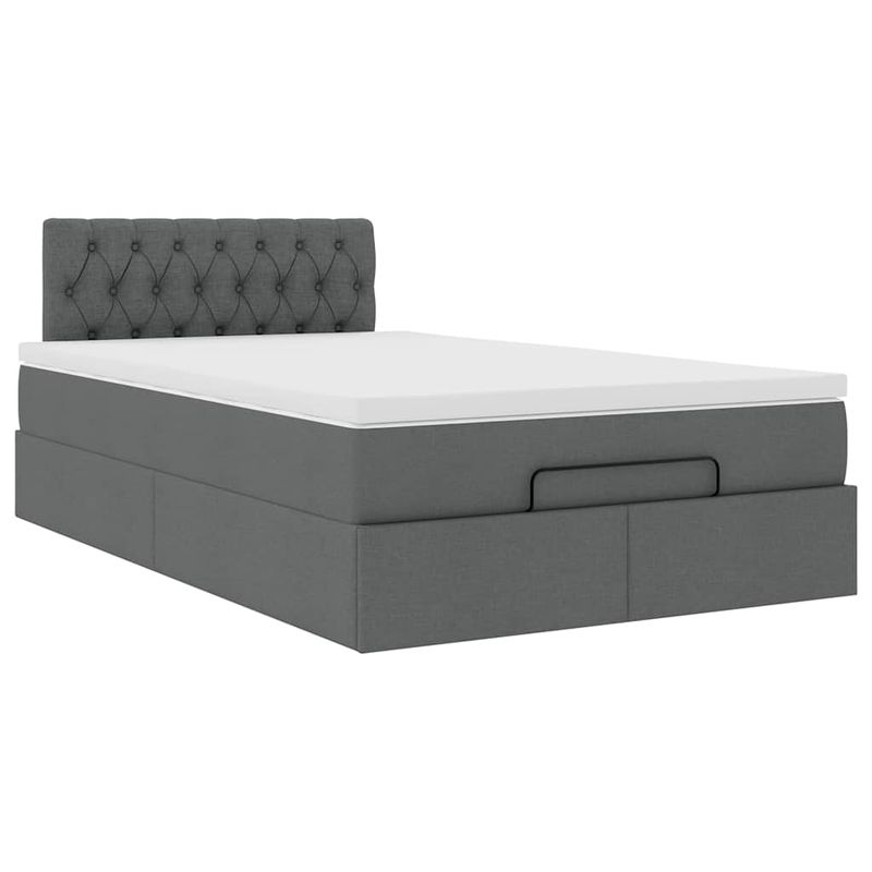Casa si Gradina - Mobilier - Paturi si accesorii - Paturi - Pat otoman cu saltea tesatura gri inchis 120x200 cm, model design cu nasturi - Infinity.ro