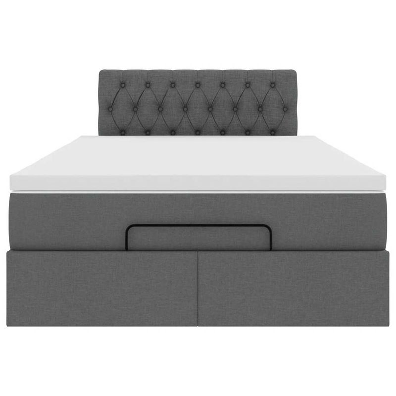 Casa si Gradina - Mobilier - Paturi si accesorii - Paturi - Pat otoman cu saltea tesatura gri inchis 120x200 cm, model design cu nasturi - Infinity.ro