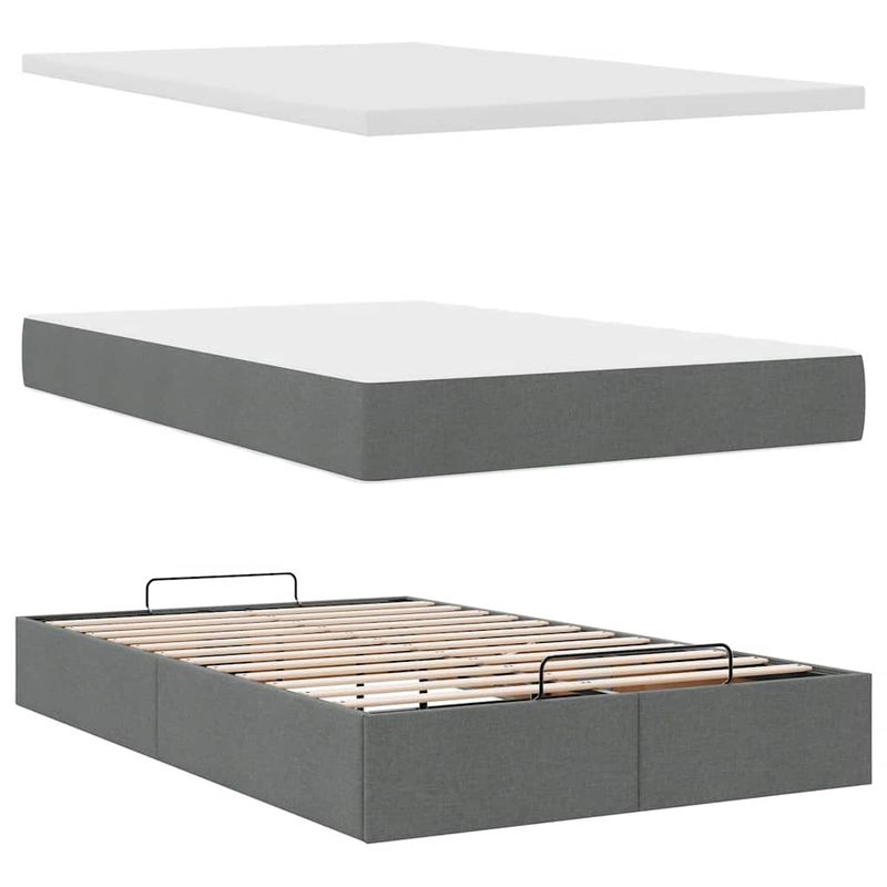Casa si Gradina - Mobilier - Paturi si accesorii - Paturi - Pat otoman cu saltea tesatura gri inchis 120x200 cm, model design cu nasturi - Infinity.ro