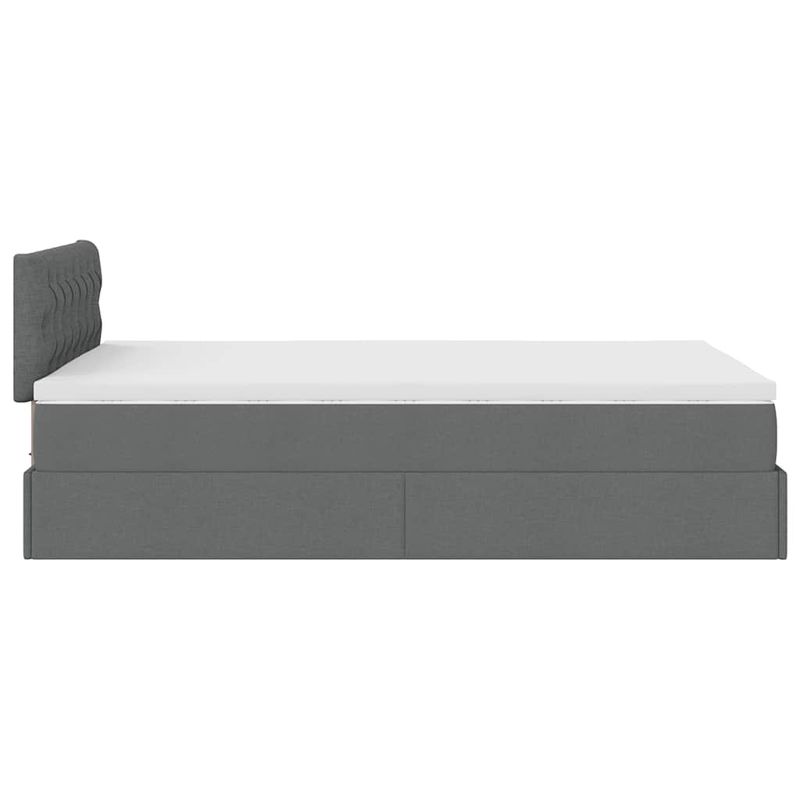 Casa si Gradina - Mobilier - Paturi si accesorii - Paturi - Pat otoman cu saltea tesatura gri inchis 120x200 cm, model design cu nasturi - Infinity.ro
