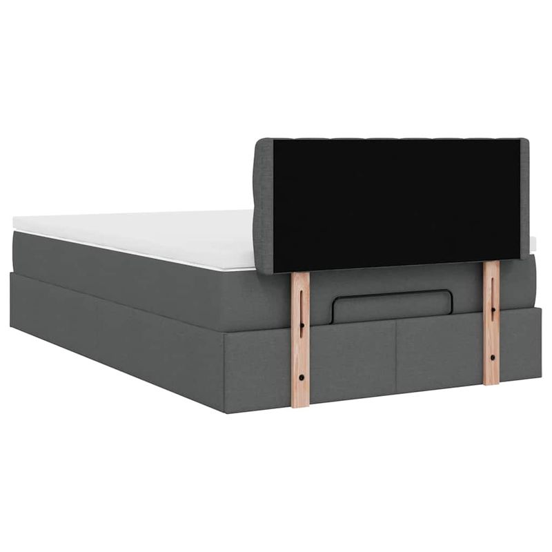 Casa si Gradina - Mobilier - Paturi si accesorii - Paturi - Pat otoman cu saltea tesatura gri inchis 120x200 cm, model design cu nasturi - Infinity.ro