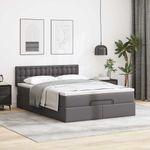 Casa si Gradina - Mobilier - Paturi si accesorii - Paturi - Cadru de pat otoman cu saltea gri 140x200cm piele artificiala - Infinity.ro