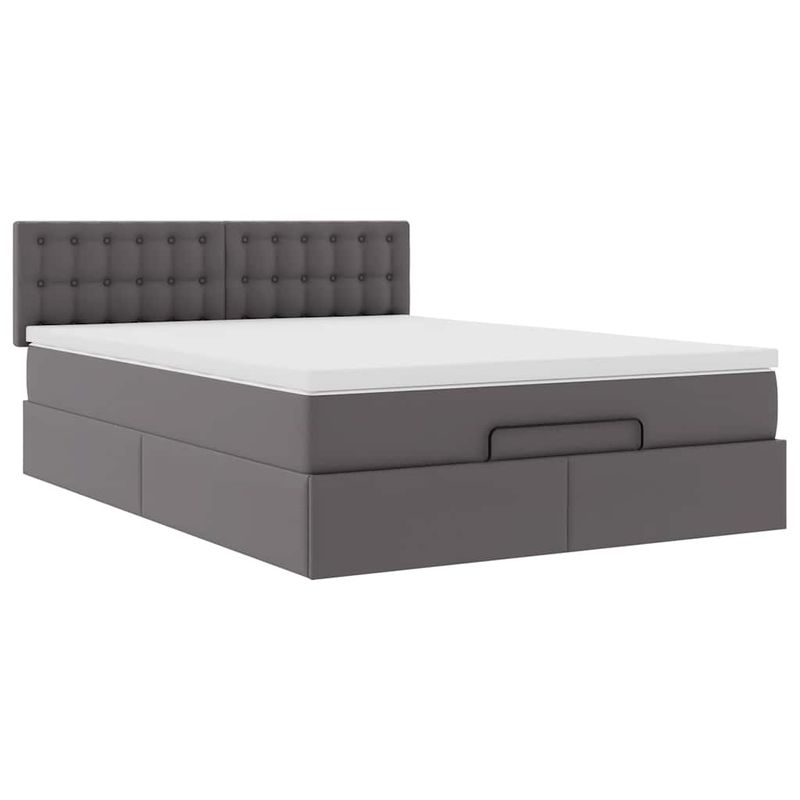 Casa si Gradina - Mobilier - Paturi si accesorii - Paturi - Cadru de pat otoman cu saltea gri 140x200cm piele artificiala - Infinity.ro