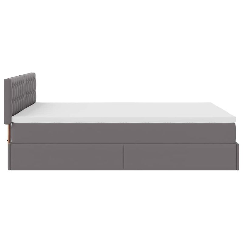Casa si Gradina - Mobilier - Paturi si accesorii - Paturi - Cadru de pat otoman cu saltea gri 140x200cm piele artificiala - Infinity.ro