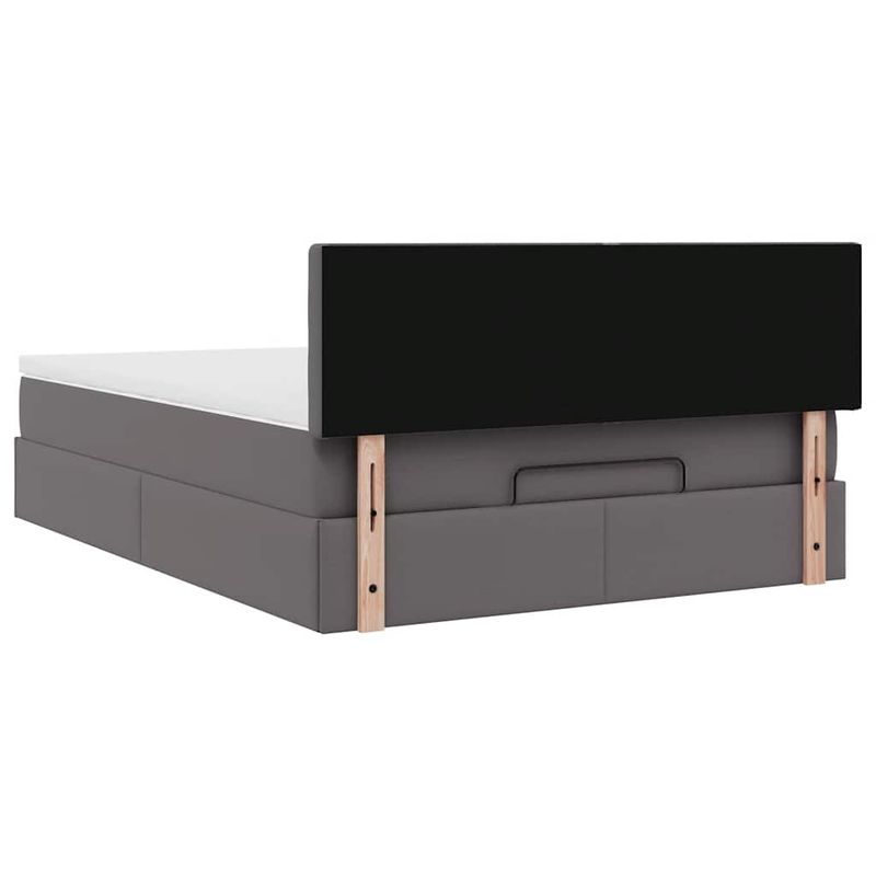 Casa si Gradina - Mobilier - Paturi si accesorii - Paturi - Cadru de pat otoman cu saltea gri 140x200cm piele artificiala - Infinity.ro