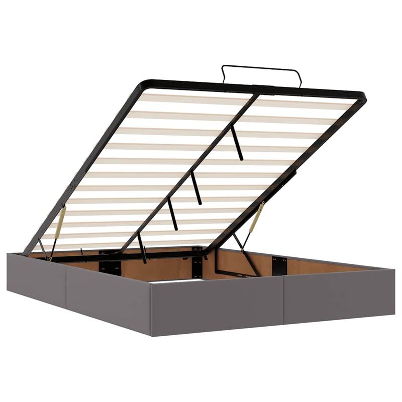Casa si Gradina - Mobilier - Paturi si accesorii - Paturi - Cadru de pat otoman cu saltea gri 140x200cm piele artificiala - Infinity.ro