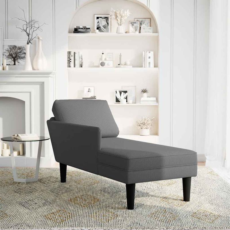 Casa si Gradina - Mobilier - Scaune si fotolii - Fotolii - Sezlong cu perna din tesatura din velur gri inchis - Infinity.ro