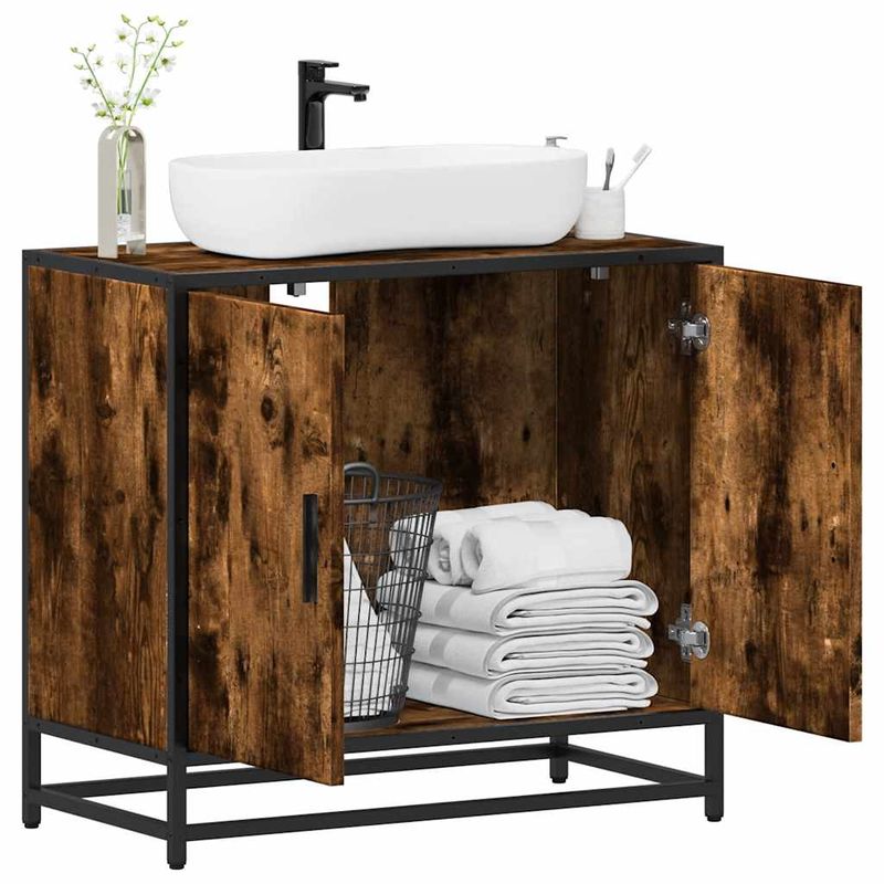 Casa si Gradina - Mobilier - Mobilier baie - Comode baie - Dulap pentru chiuveta de baie stejar afumat 65x33x60 cm lemn - Infinity.ro