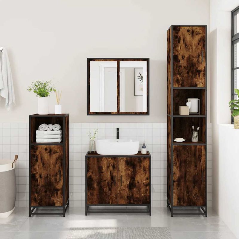 Casa si Gradina - Mobilier - Mobilier baie - Comode baie - Dulap pentru chiuveta de baie stejar afumat 65x33x60 cm lemn - Infinity.ro