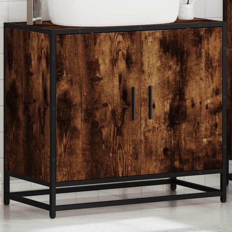Casa si Gradina - Mobilier - Mobilier baie - Comode baie - Dulap pentru chiuveta de baie stejar afumat 65x33x60 cm lemn - Infinity.ro