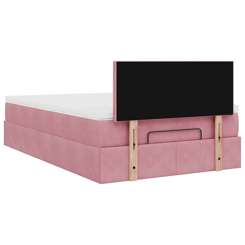 Casa si Gradina - Mobilier - Paturi si accesorii - Paturi - Cadru de pat otoman cu saltea roz 120x190 cm catifea - Infinity.ro