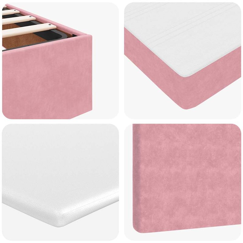 Casa si Gradina - Mobilier - Paturi si accesorii - Paturi - Cadru de pat otoman cu saltea roz 120x190 cm catifea - Infinity.ro