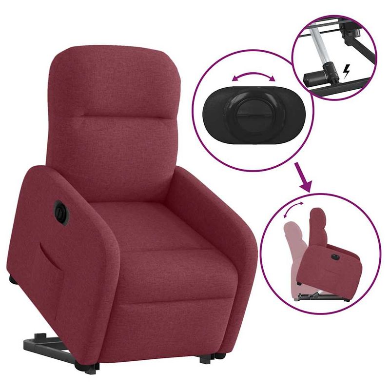 Casa si Gradina - Mobilier - Scaune si fotolii - Fotolii - Fotoliu electric rabatabil cu ridicare, rosu vin, textil - Infinity.ro