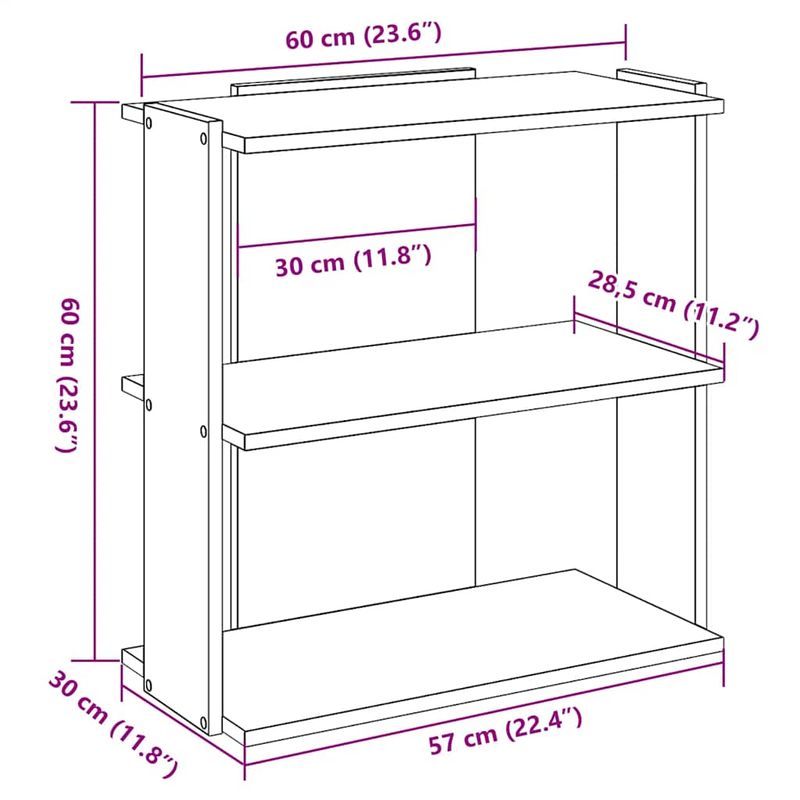 Casa si Gradina - Mobilier - Biblioteci si rafturi - Biblioteci - Biblioteca cu 3 niveluri gri beton 60x30x60 cm lemn - Infinity.ro