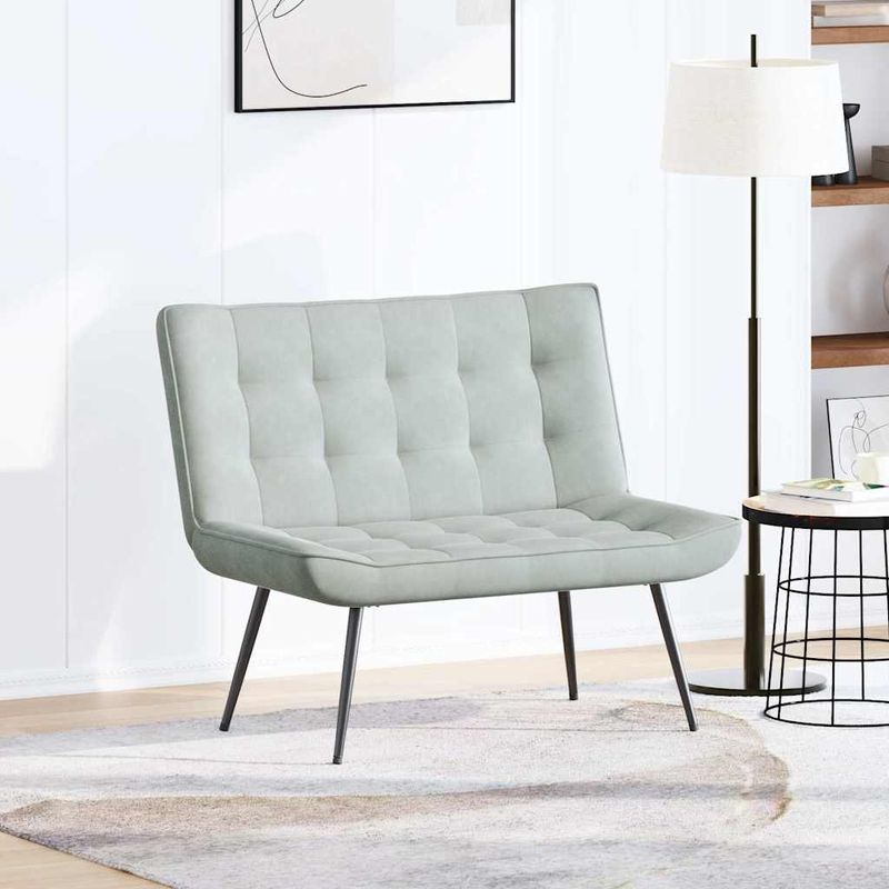 Casa si Gradina - Mobilier - Canapele si coltare - Banchete - Banca gri deschis 110x74x84 cm catifea - Infinity.ro