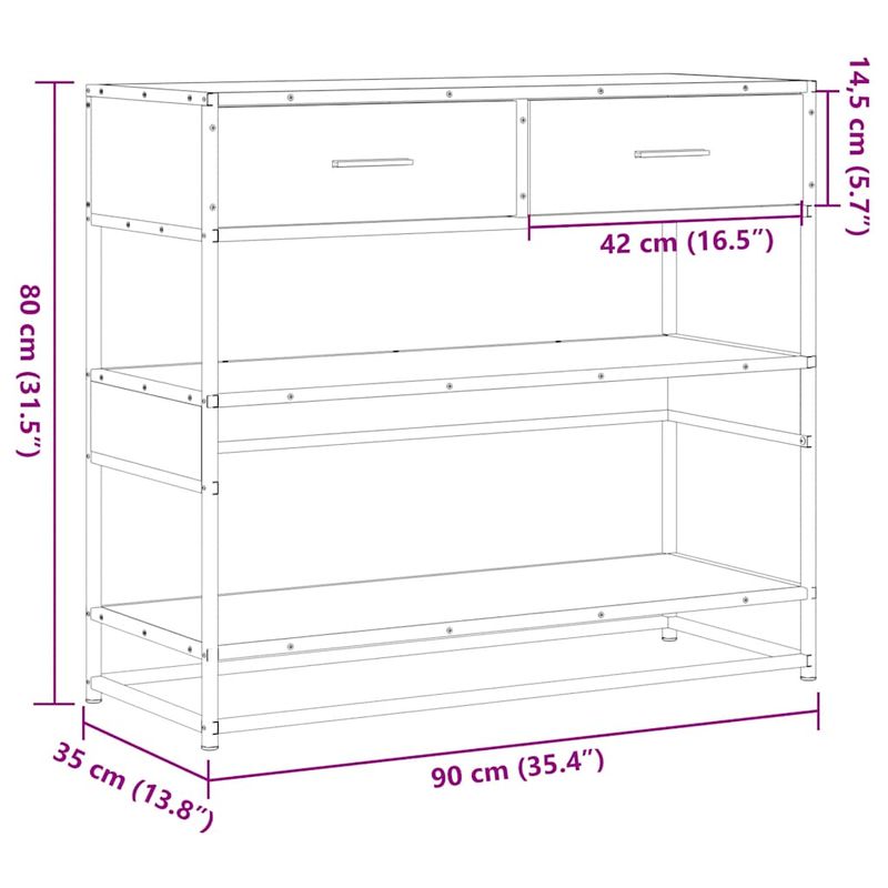 Casa si Gradina - Mobilier - Comode si corpuri - Console - Masuta consola, stejar fumuriu, 90x35x80 cm, lemn prelucrat - Infinity.ro