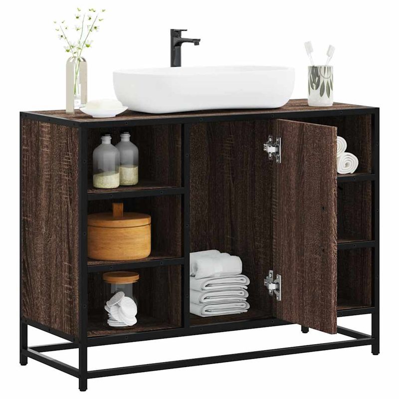 Casa si Gradina - Mobilier - Mobilier baie - Comode baie - Dulap chiuveta de baie, stejar maro, 80x33x60 cm, lemn compozit - Infinity.ro