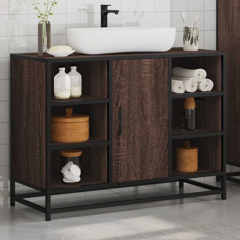 Casa si Gradina - Mobilier - Mobilier baie - Comode baie - Dulap chiuveta de baie, stejar maro, 80x33x60 cm, lemn compozit - Infinity.ro