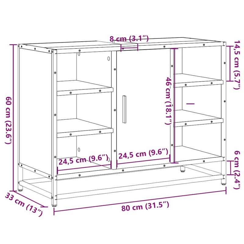 Casa si Gradina - Mobilier - Mobilier baie - Comode baie - Dulap chiuveta de baie, stejar maro, 80x33x60 cm, lemn compozit - Infinity.ro