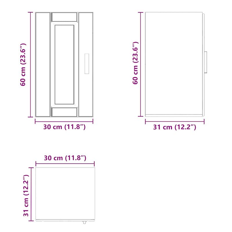 Casa si Gradina - Mobilier - Comode si corpuri - Corpuri bucatarie - Dulap de bucatarie "Porto" din lemn prelucrat Sonoma gri, model 1x dulap de perete (1 ușă), mărime 30x31x60 cm - Infinity.ro