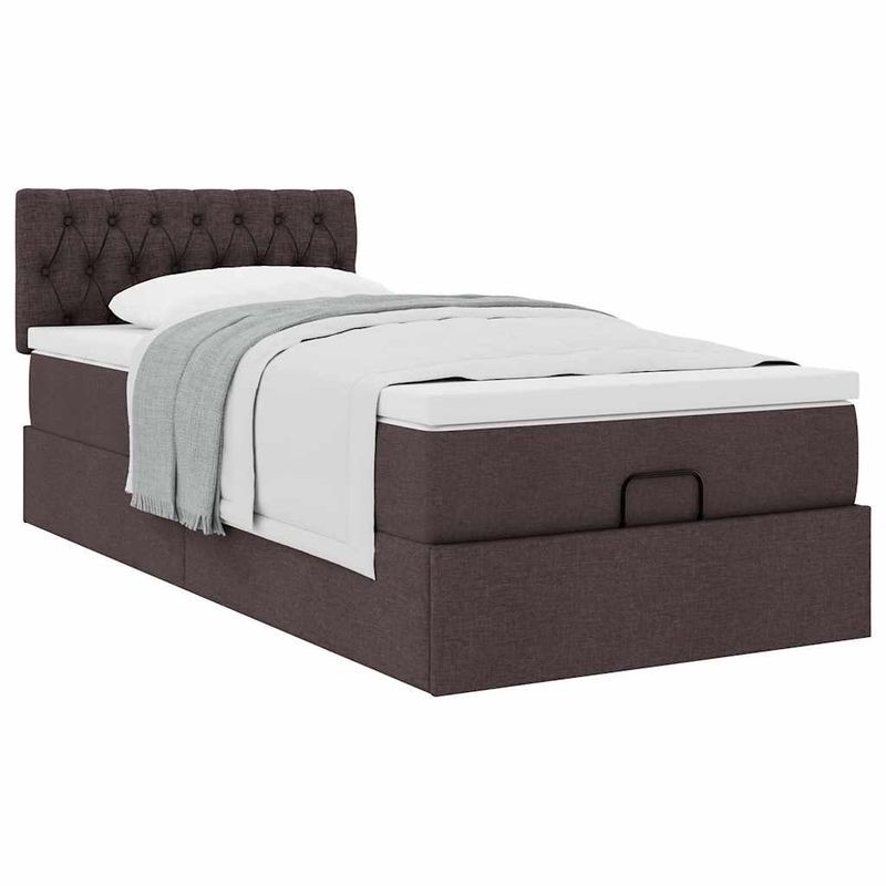 Casa si Gradina - Mobilier - Paturi si accesorii - Paturi - Cadru de pat otoman cu saltea tesatura maro inchis 100x200 cm - Infinity.ro
