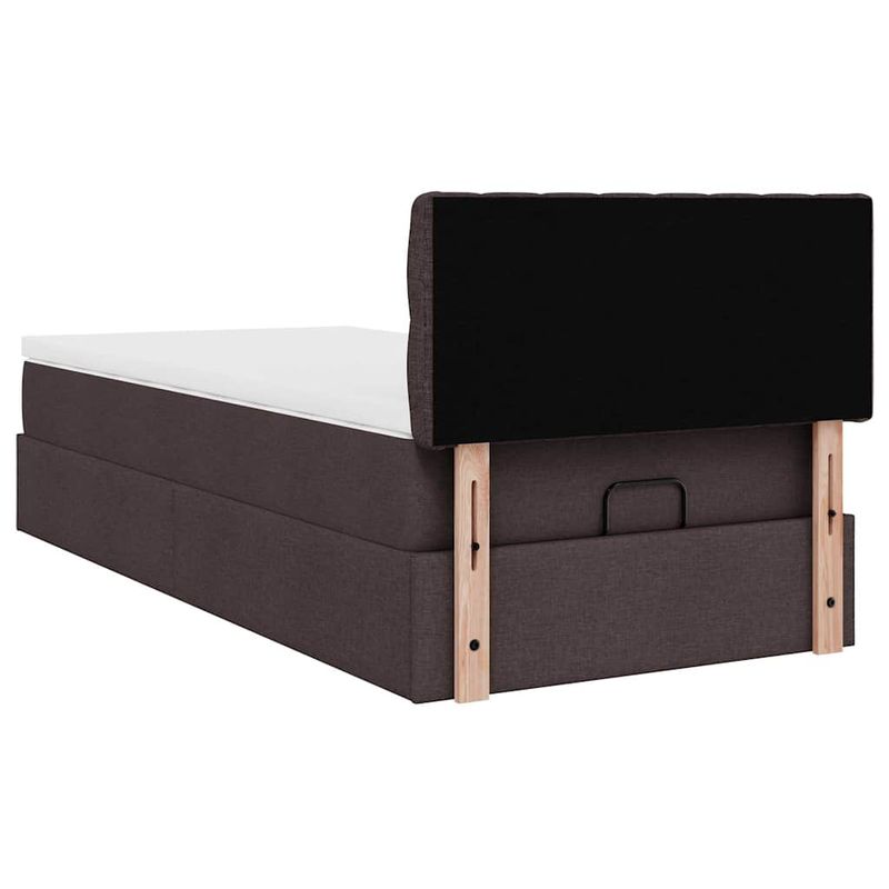 Casa si Gradina - Mobilier - Paturi si accesorii - Paturi - Cadru de pat otoman cu saltea tesatura maro inchis 100x200 cm - Infinity.ro