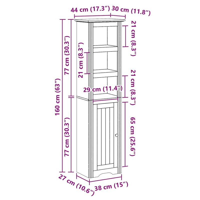 Casa si Gradina - Mobilier - Mobilier baie - Comode baie - Dulap de baie „BODO” Alb 44x30x160 cm - Infinity.ro