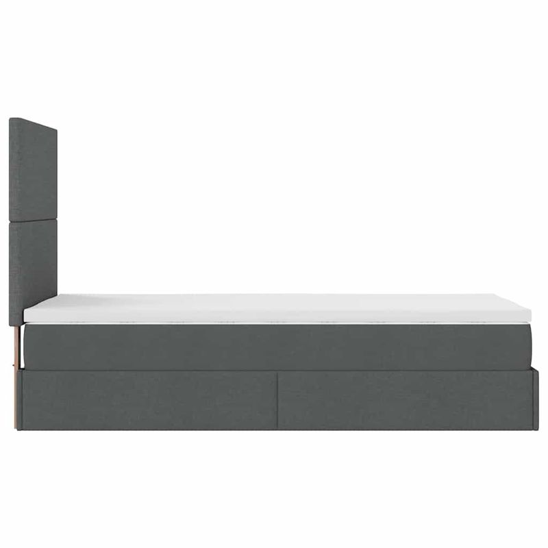 Casa si Gradina - Mobilier - Paturi si accesorii - Paturi - Cadru de pat otoman cu saltele Gri inchis 90x190cm tesatura - Infinity.ro