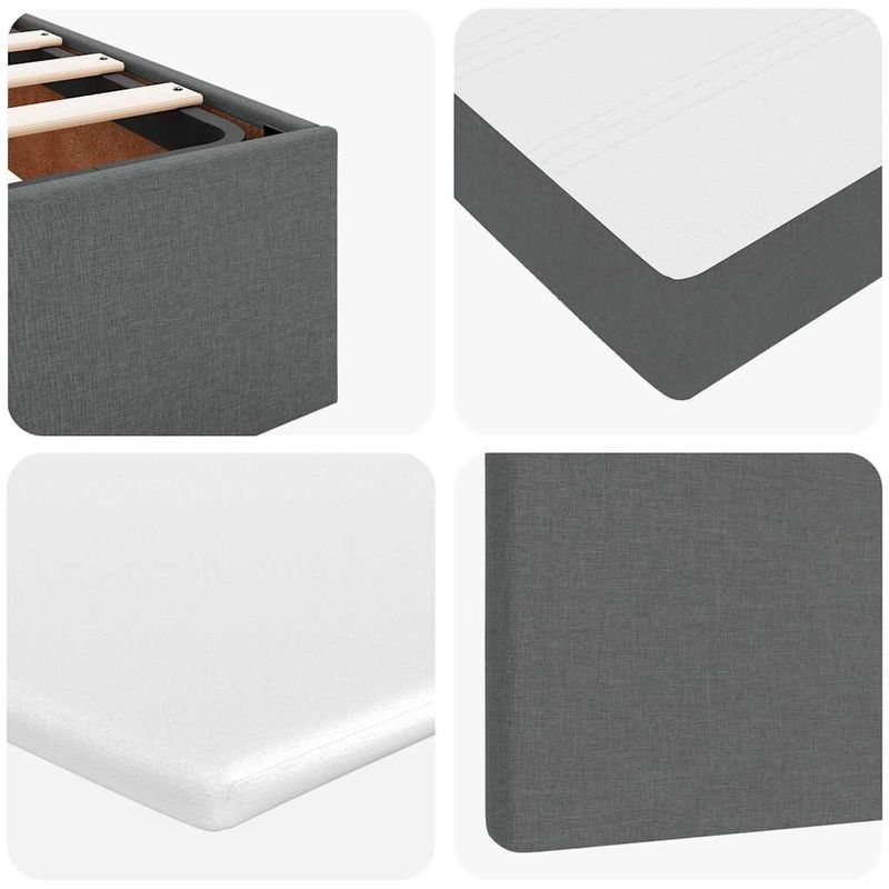 Casa si Gradina - Mobilier - Paturi si accesorii - Paturi - Cadru de pat otoman cu saltele Gri inchis 90x190cm tesatura - Infinity.ro