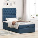 Casa si Gradina - Mobilier - Paturi si accesorii - Paturi - Cadru de pat otoman cu saltea tesatura albastra 90x190cm - Infinity.ro