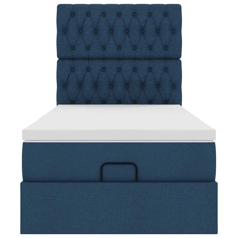 Casa si Gradina - Mobilier - Paturi si accesorii - Paturi - Cadru de pat otoman cu saltea tesatura albastra 90x190cm - Infinity.ro